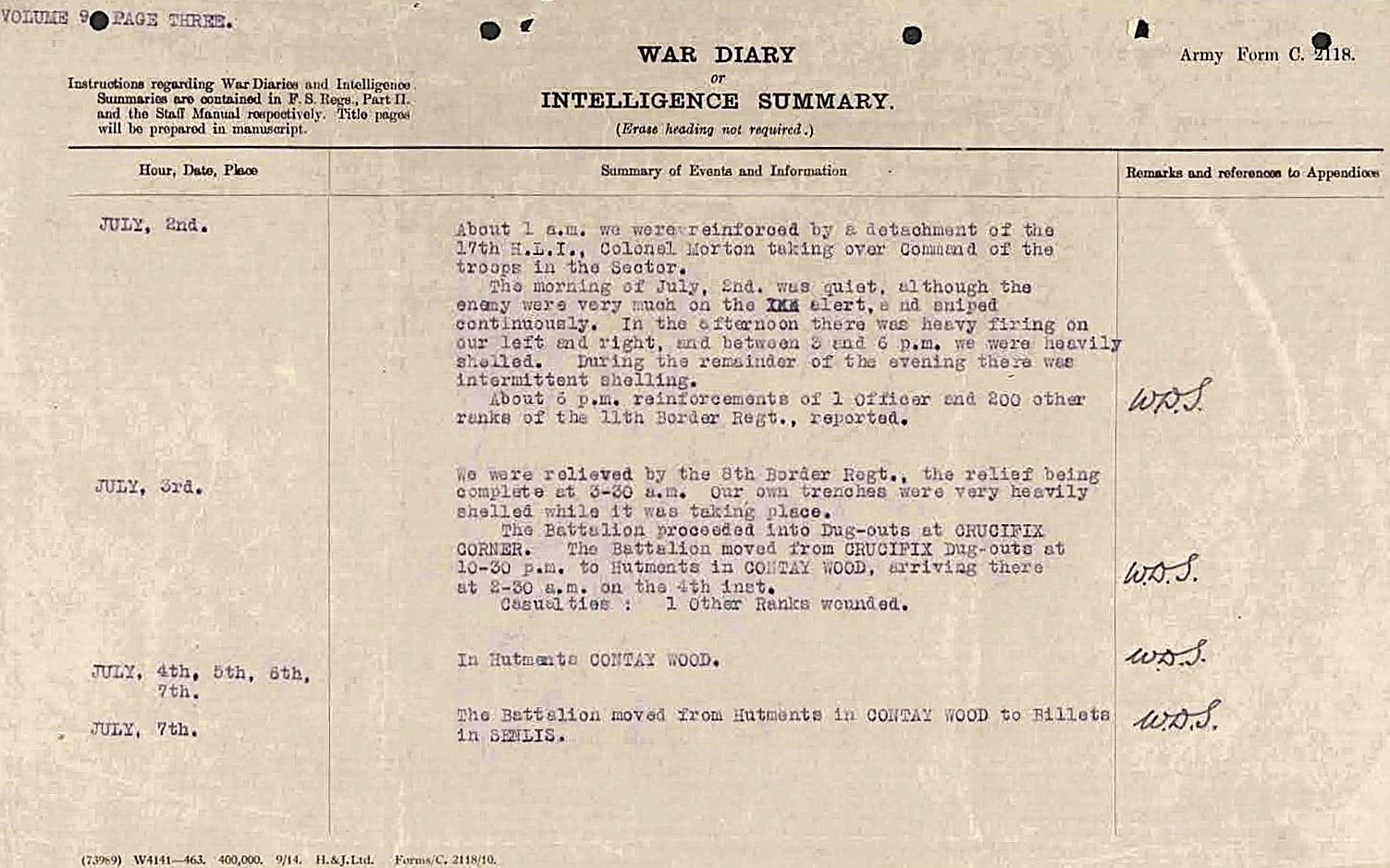 War Diary Scan