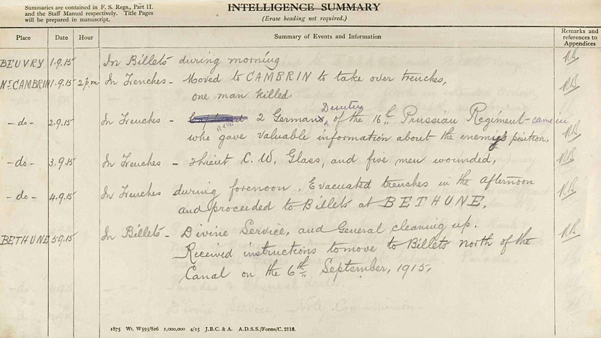 War Diary Scan