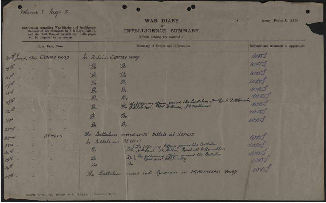 War Diary Scan
